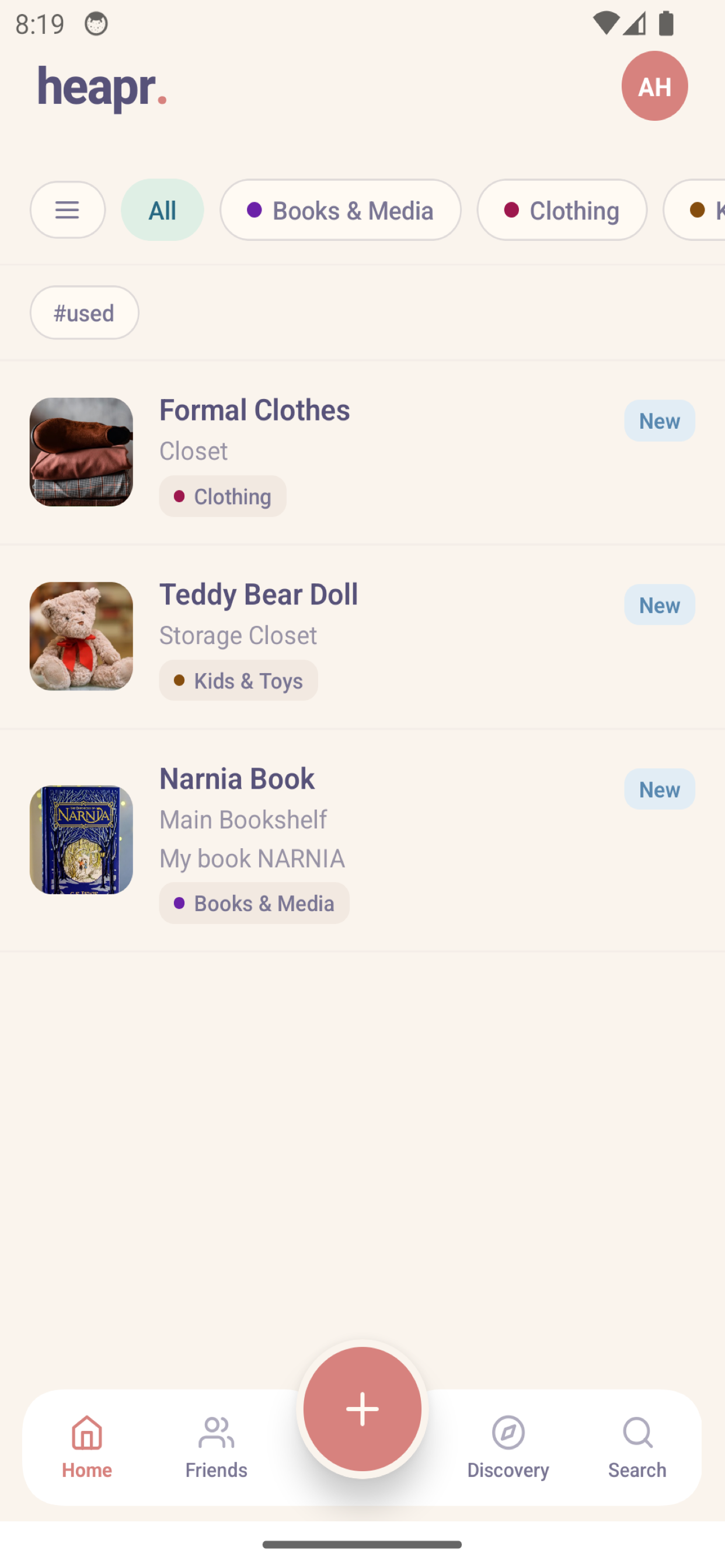 List view — compact view of your inventory